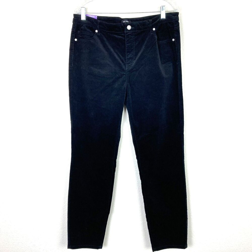 Well Worn NWT Women's Fine Wale Corduroy Pants Size 14 Black Cotton Stretch